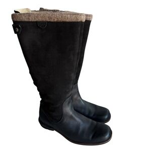 Ugg Australia Black Leather & Nubuck Smithfield Tall Boot‎ US 9 EU 40 Zip Laceup